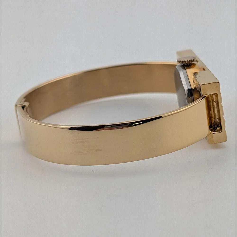 Anne‎ Klein Vintage Manual Wind Gold Rectangle Bangle Watch Art Deco